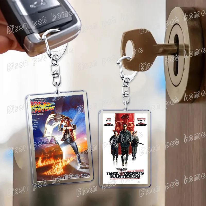 Popular Classic Movies Keychains for Accessories Bag Jaws Fight Club Avatar Films Pendant Key Chains Keyrings Jewelry Fans Gifts