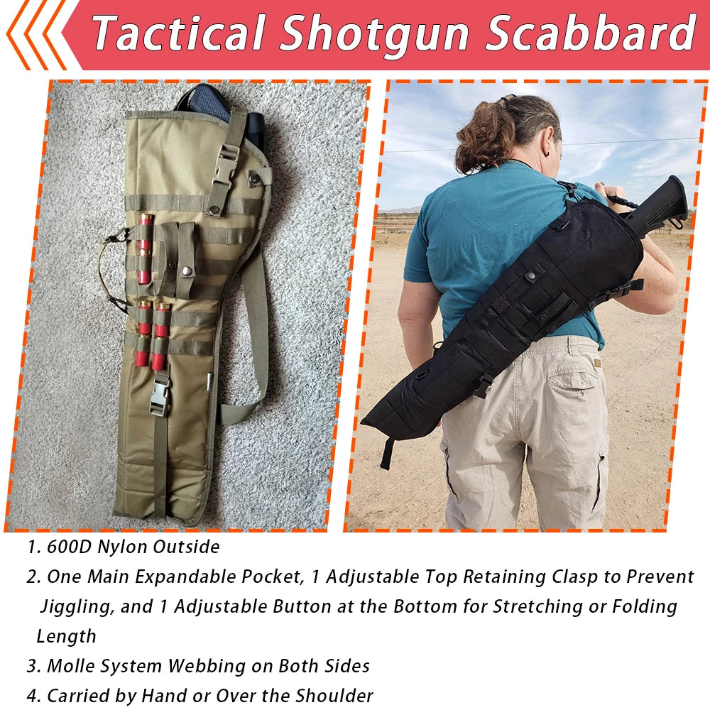 Tactical Rifle Scabbard Padded Shotgun Holster & Open-Top Sling Bag with Adjustable Shoulder Strap for Quick-Draw Carry