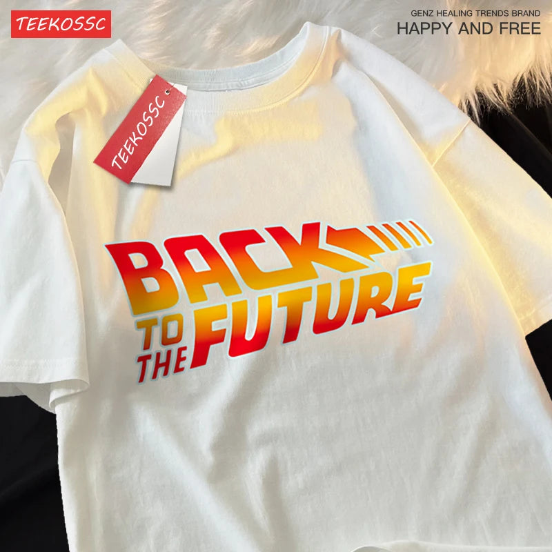 Back To The Future Movie Logo T-Shirt Men Women Cartoons Cotton Short Sleeve Shirt Summer Tshirt Hip Hop Breathable Clothing