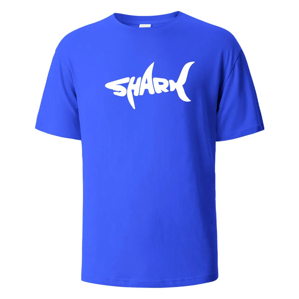 Shark Print T-Shirt 100% Cotton Summer Tees For Men Women Oversize Casual Tops