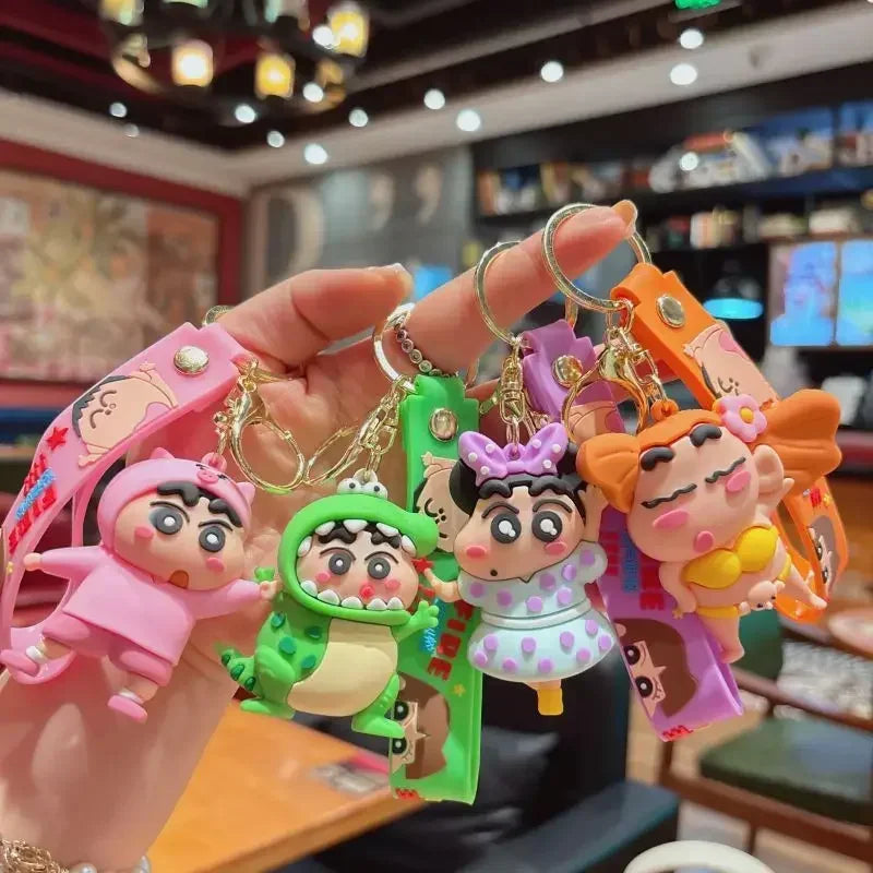 Cartoon Crayon Shinchan PVC Keychain Cute Transformation Doll Bag Pendant Gift Keychain Collectible Toys Backpack Decoration