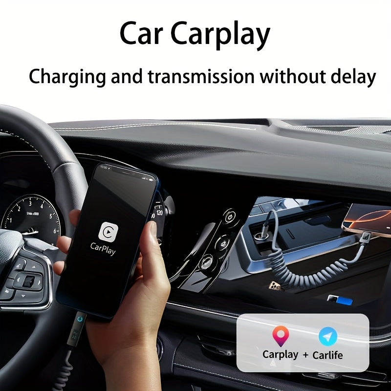 240Wmax 4-in-1 USB-C Charging Cable with Digital Display - Soft & Elastic Spring Wire, Fast Charging for iPhone, Xiaomi, Huawei & More - Multi-Port, High-Speed Data Transfer, Car Mountable, Car Charging Cable | Flexible Charg