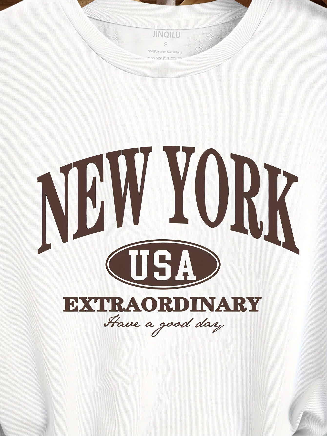 New York Print Crew Neck T-shirt, Short Sleeve Casual Top For Spring & Summer, Women's Clothing