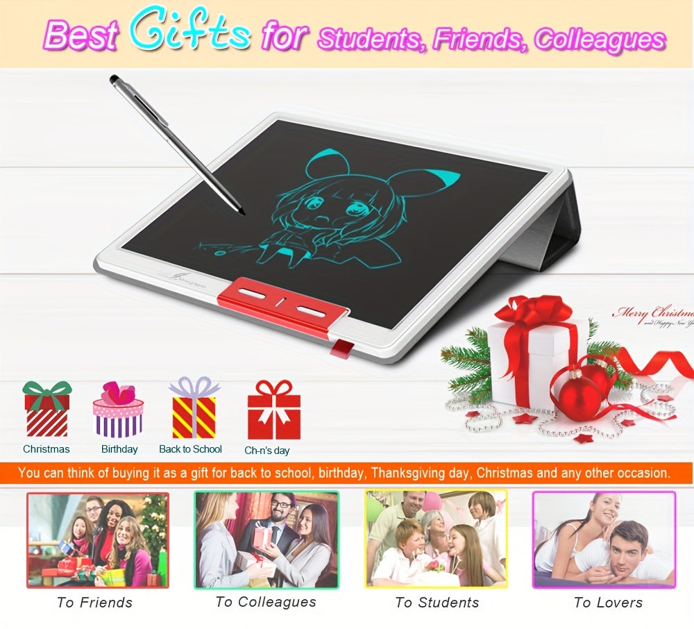 25.4 cm LCD Note Book LCD Writing Tablet With Faux Leather Protective Case, Electronic Drawing Board For Digital Handwriting Pad Doodle Board School Or OfficeBlack