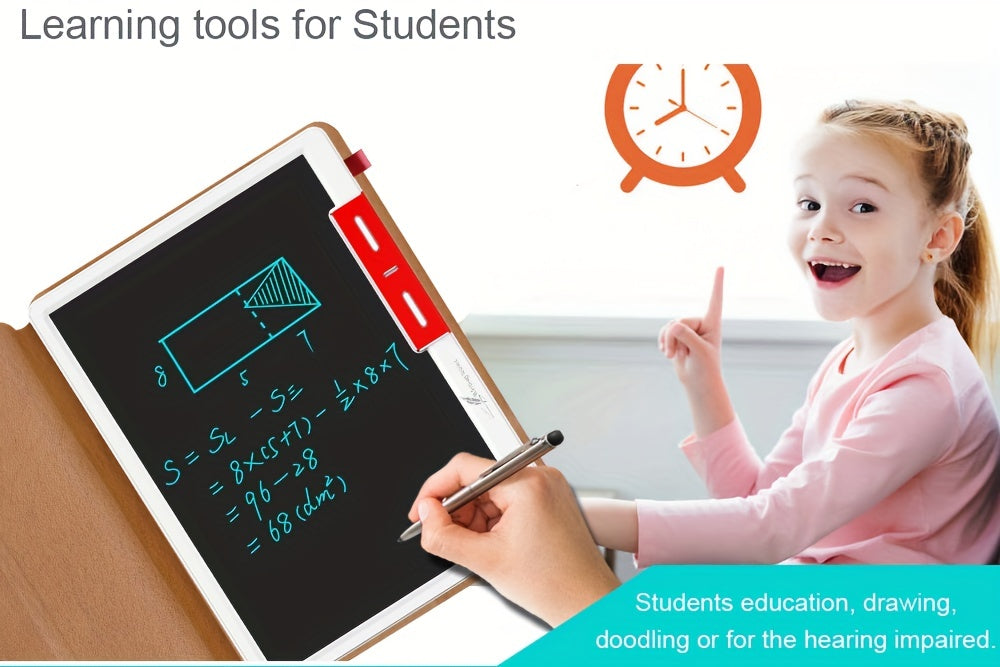 25.4 cm LCD Note Book LCD Writing Tablet With Faux Leather Protective Case, Electronic Drawing Board For Digital Handwriting Pad Doodle Board School Or OfficeBlack