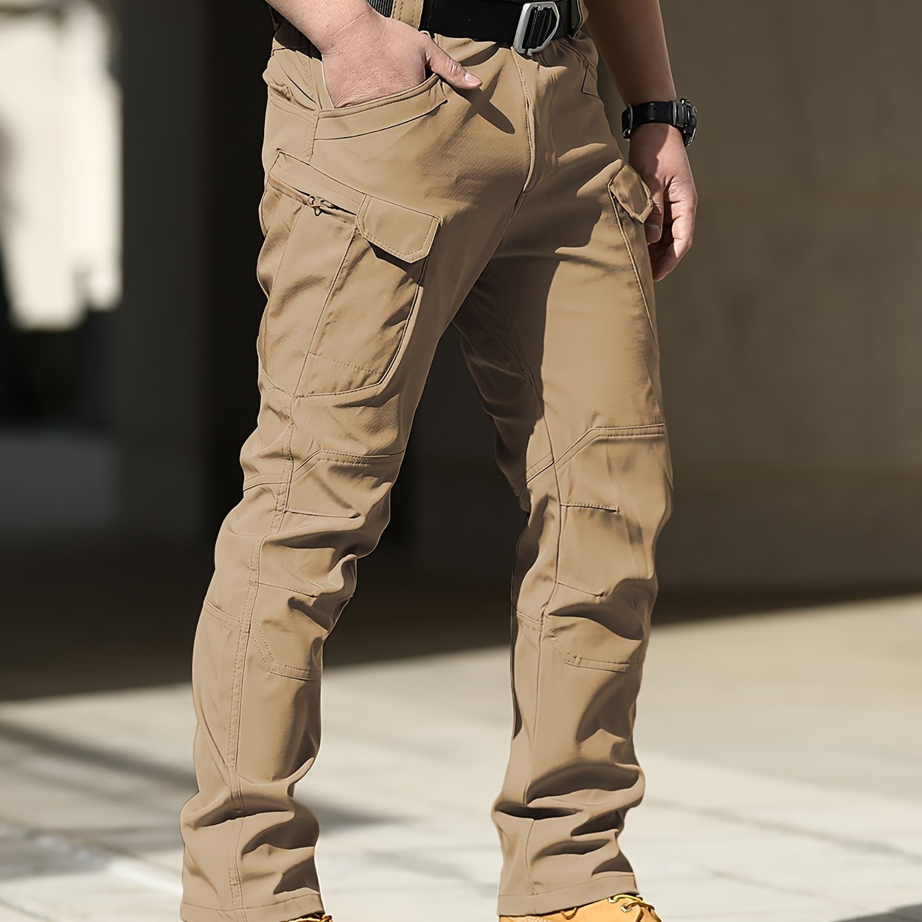 Men'S Tactical Cargo Pants - Softshell, Stretchy Fabric, Multiple Pockets, Button Fly, No Belt, All-Season Outdoor Training Pants for Hiking and Military Style, Outdoor Workwear | Utility Pants | Stretchy Fabric Pants