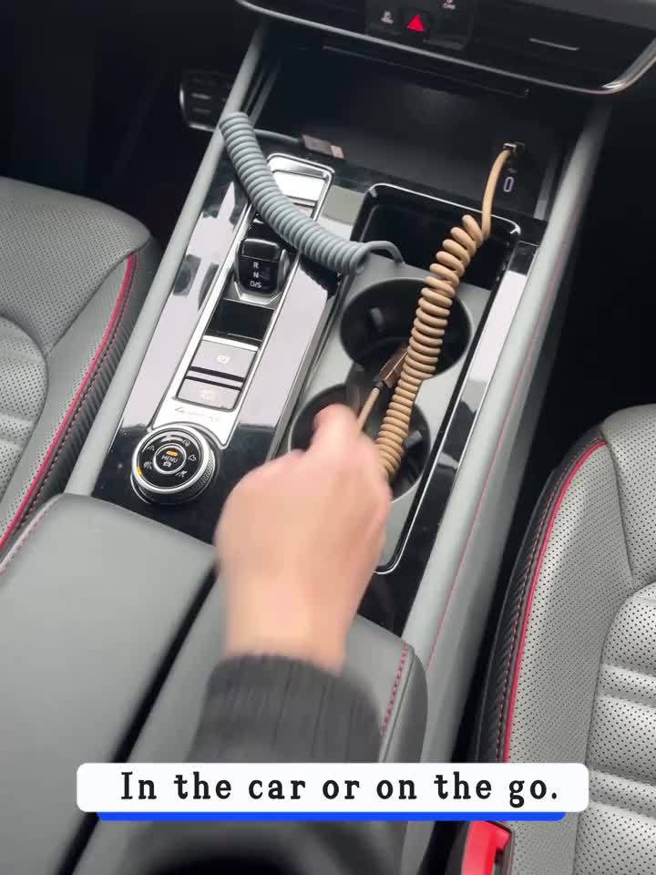 240Wmax 4-in-1 USB-C Charging Cable with Digital Display - Soft & Elastic Spring Wire, Fast Charging for iPhone, Xiaomi, Huawei & More - Multi-Port, High-Speed Data Transfer, Car Mountable, Car Charging Cable | Flexible Charg