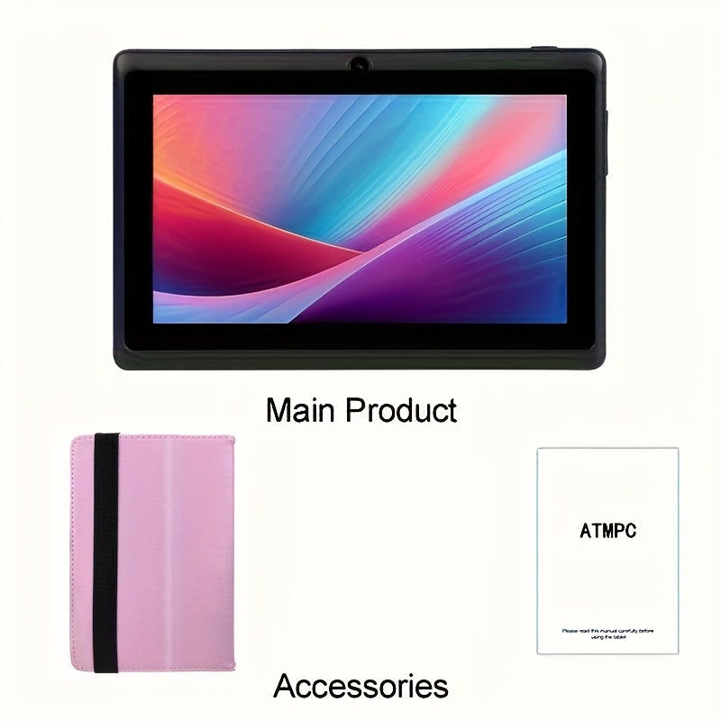 ATMPC 7 Inch Tablet 2GB RAN 32GB ROM for Android 11 Tablet PC with Quad Core Processor, HD IPS Display, Dual Camera, WiFi, Tablet with Case, 2023, Home Entertainment, Portable Device, Sleek Display, Stylish Case, Smooth Perfo