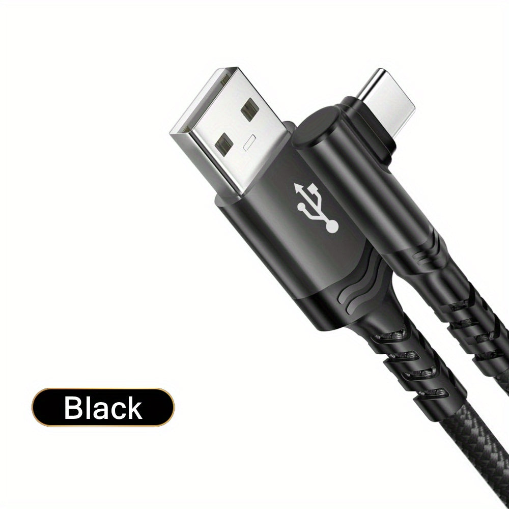 Type C Charger Fast Charging, Right Angle USB to USB C Cable Braided USBC Charger for Huawei Xiaomi RedMi Oppo Oneplus and More Smartphone