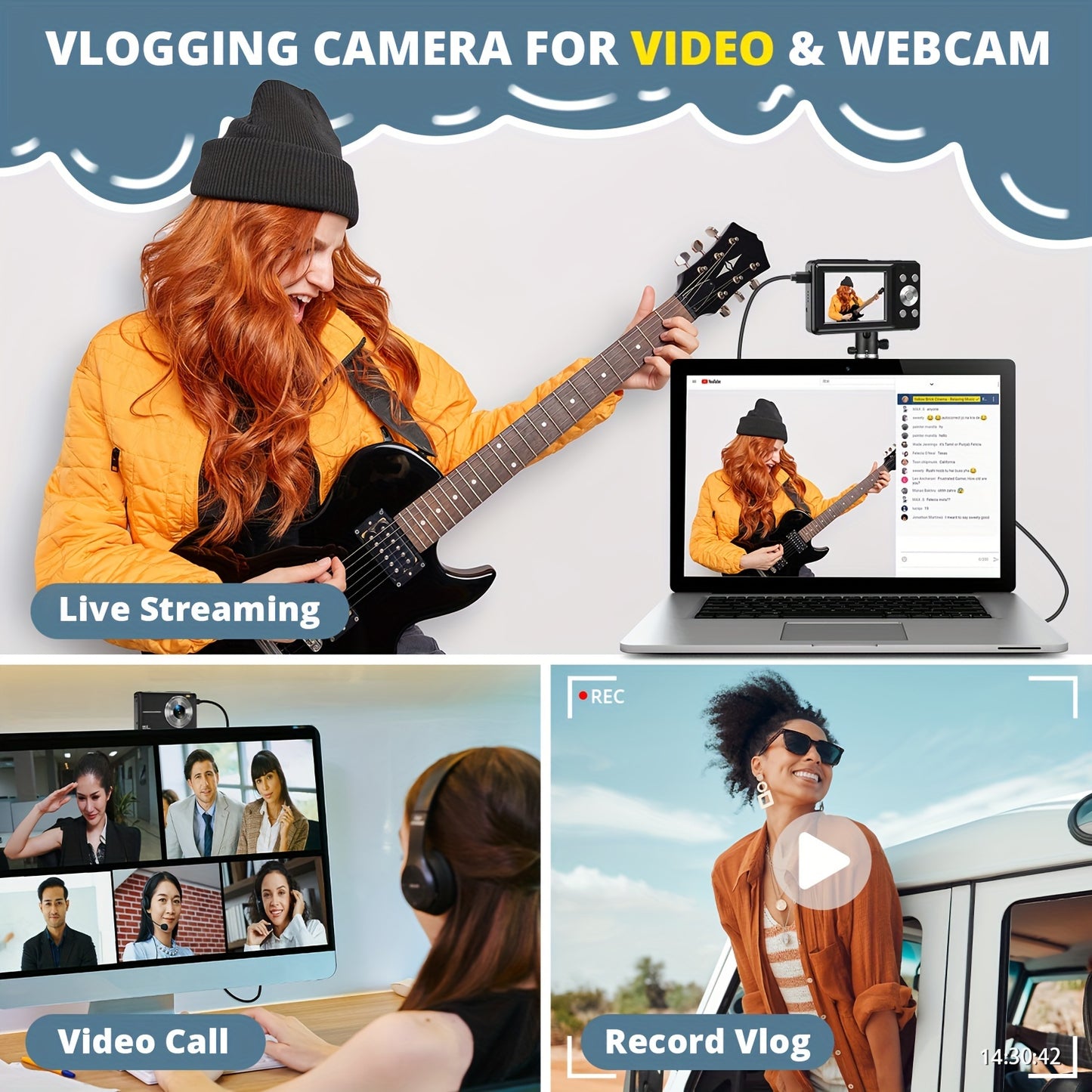 Stuogyum Dc403 Compact Digital Camera - 44Mp, Fhd 1080P Video, 16X Digital Zoom, Auto-Focus, Anti-Shake, Includes 32Gb Memory Card, 700Mah Battery & Case - Perfect For Beginners